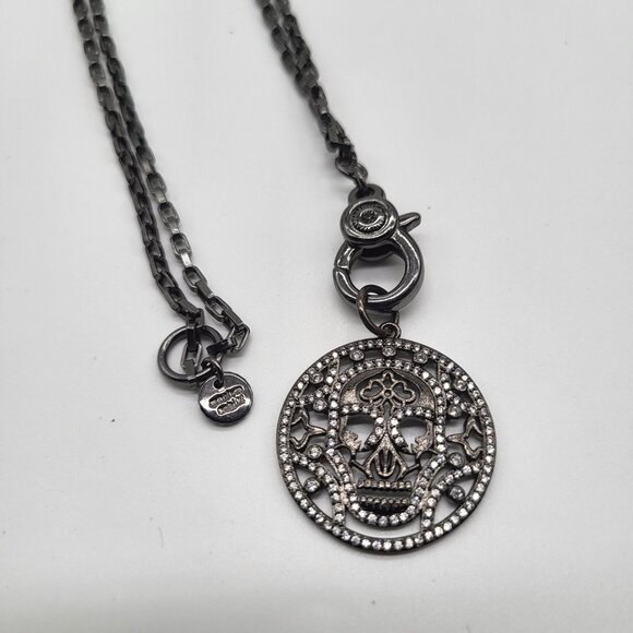 Marlyn Schiff Jewelry - Marlyn Schiff Sugar Skull Rhinestone Pendant Necklace Gunmetal
